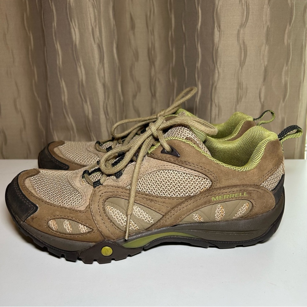 Merrell Azura Kangaroo Women's 9 J24356 Hiking Performance Shoes Brown Tan Green